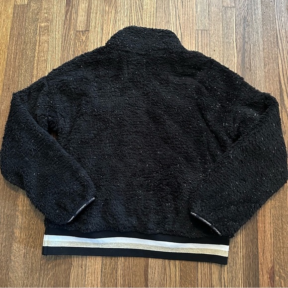 JUSTICE Girls Black Metallic Fuzzy Mock neck Pullover Half Zip Sweater Size L - Picture 6 of 8